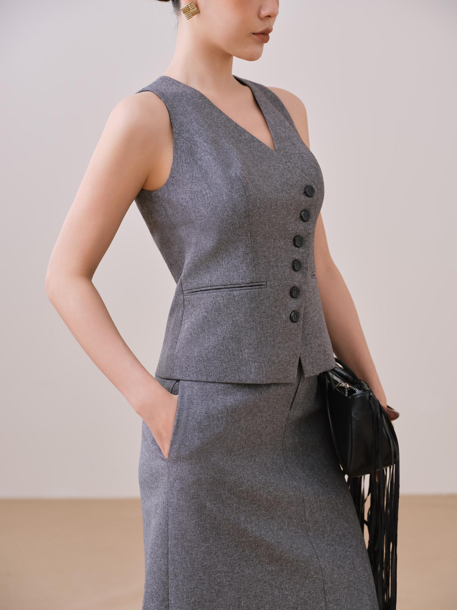 Áo gile vạt chéo_CV.2-1175